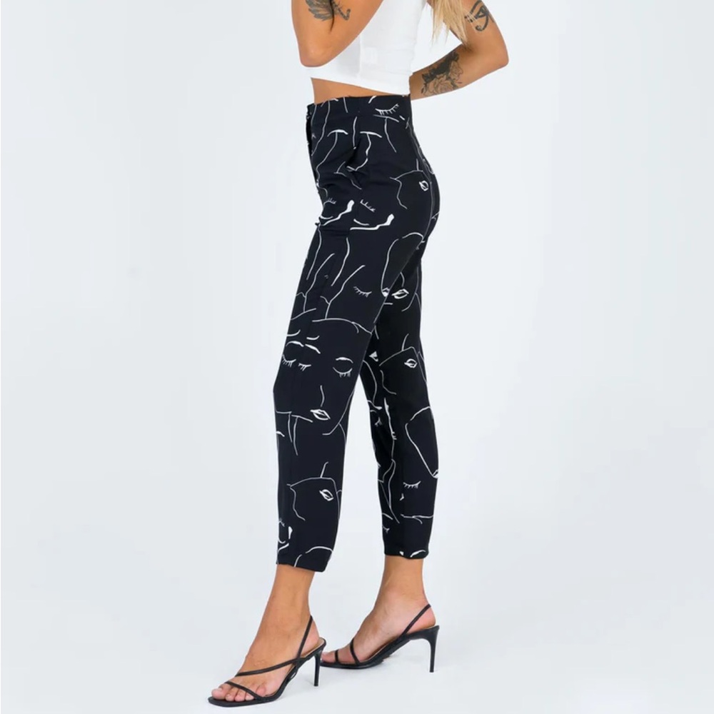 Princess Polly Zavia Pants Trousers with Printed Silhouette Faces, Size 2 - Picture 3 of 12